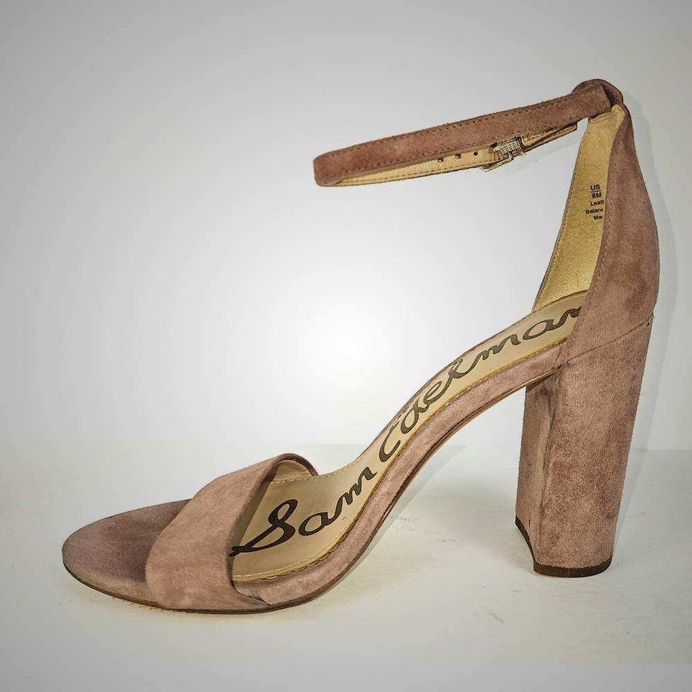 Sam Edelman Yaro Block Heel Sandal Dusty Rose Suede Ankle Strap Womens 8M